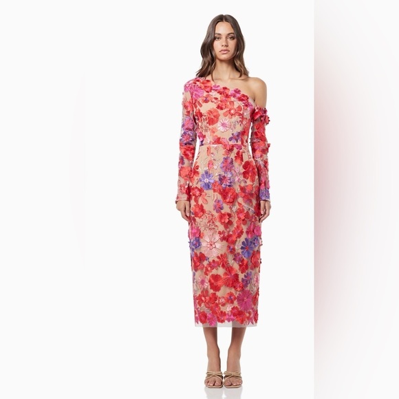 Elliatt Electric 3D Floral Midi Dress - Picture 2 of 15